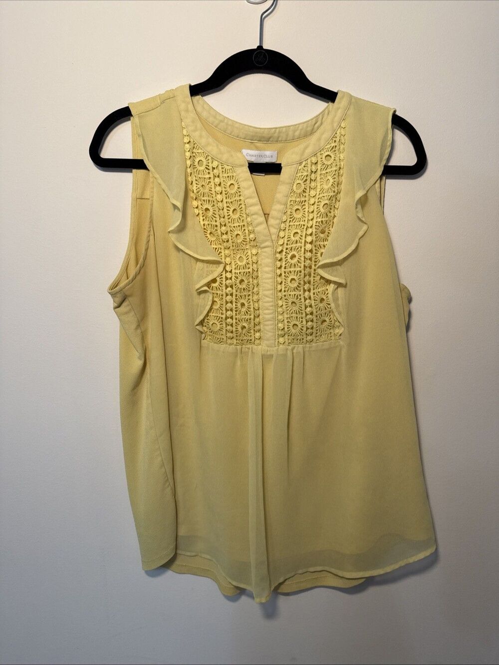 Charter Club Yellow Sleeveless Blouse - Large